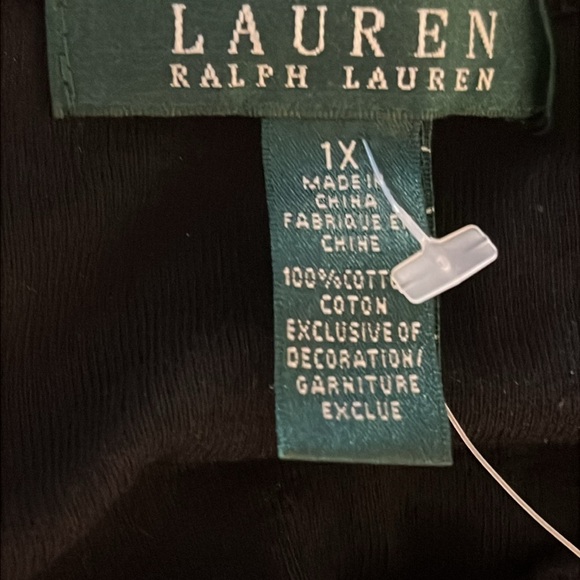 Ralph Lauren Women NWT Black Stretch Cotton V Neck Tee - 1X - Picture 5 of 13